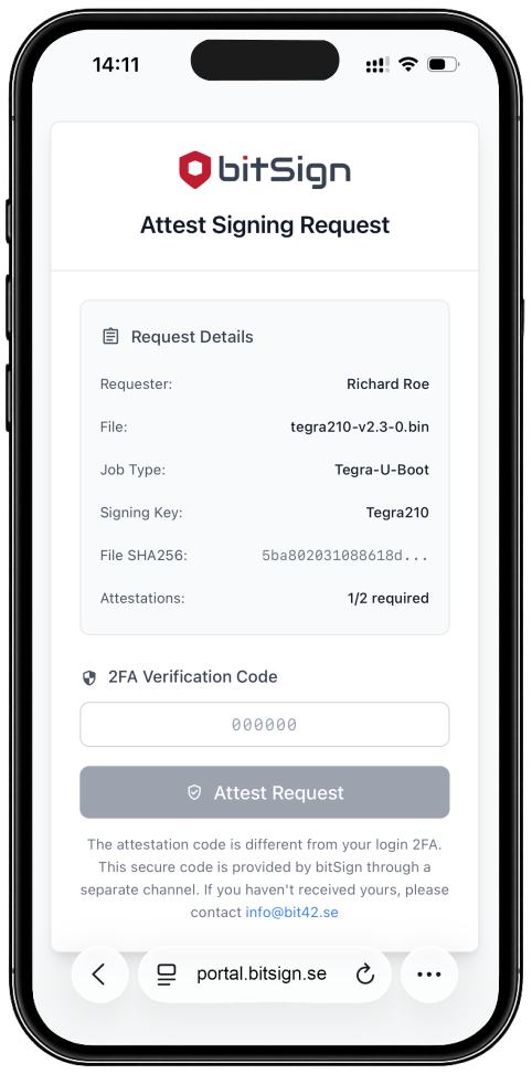bitSign attestering på telefon