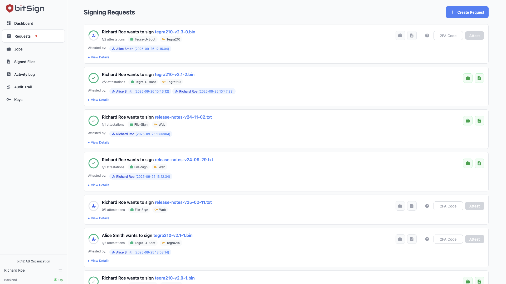 bitSign Portal Interface
